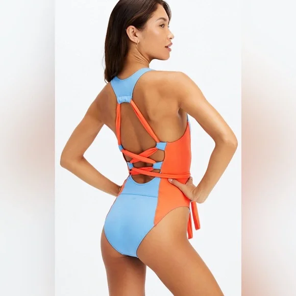 Fabletics Lace-Up Racerback Swimsuit - Picture 2 of 15